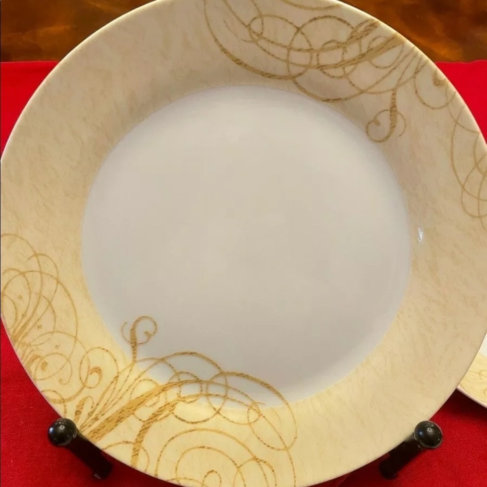 Noble Excellence 12 Days of Christmas Dinner Plates Gold Scroll Set of two